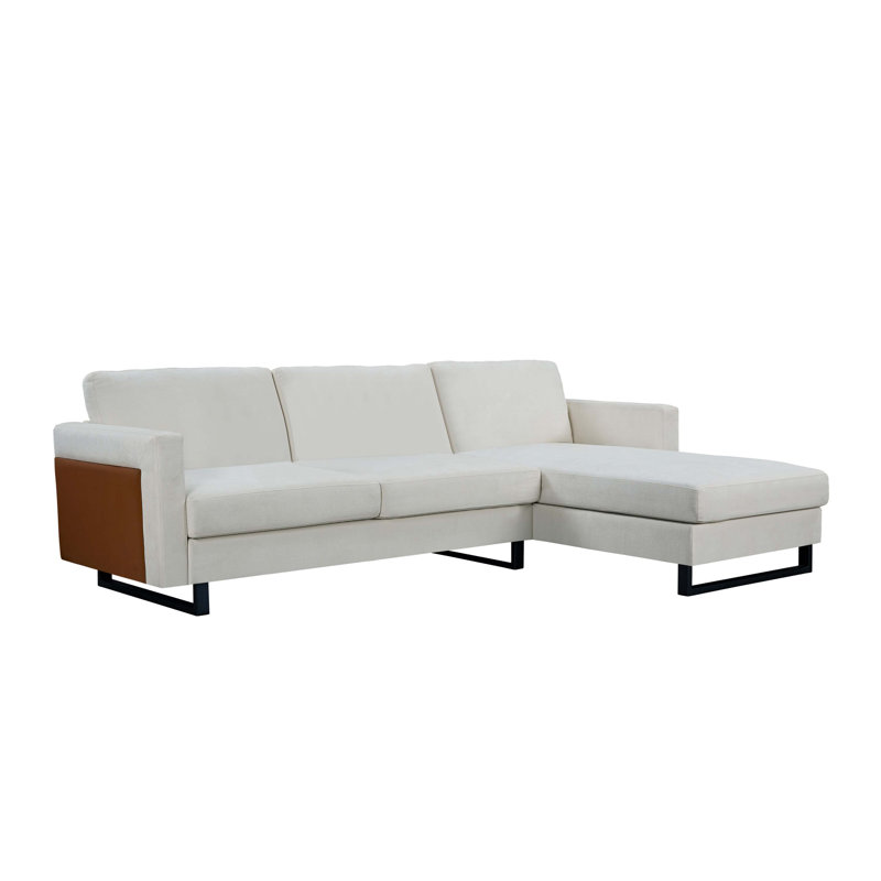 SOFA The best choice products upholstered sectional sofa 3 seats L shaped design off white
